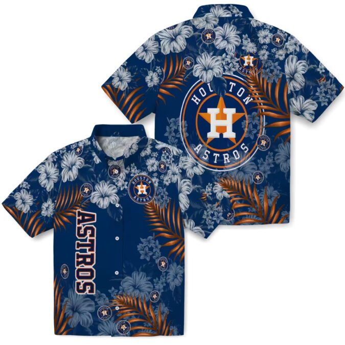 Tropical Hibiscus Print Houston Astros Hawaiian Shirt - Blue Beach Shirt for MLB Fans