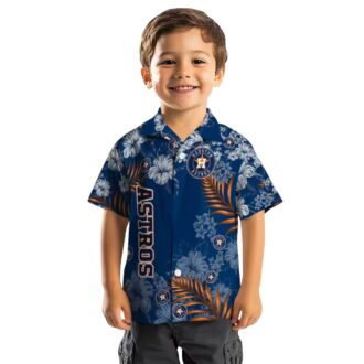 Tropical Hibiscus Print Houston Astros Hawaiian Shirt - Blue Beach Shirt for MLB Fans