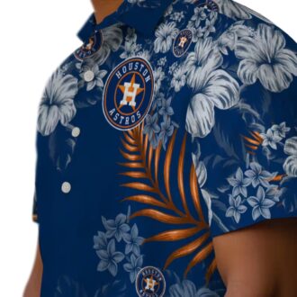 Tropical Hibiscus Print Houston Astros Hawaiian Shirt - Blue Beach Shirt for MLB Fans