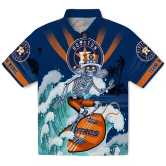 Tropical Houston Astros Hawaiian Shirt with Surfing Skeleton - Perfect for Summer Fans