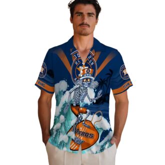 Tropical Houston Astros Hawaiian Shirt with Surfing Skeleton - Perfect for Summer Fans