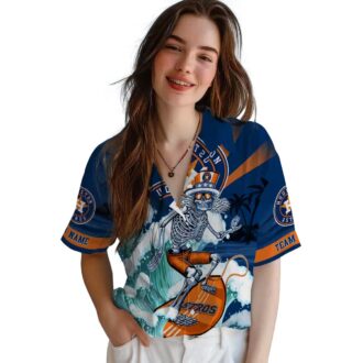Tropical Houston Astros Hawaiian Shirt with Surfing Skeleton - Perfect for Summer Fans