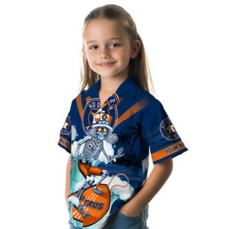 Tropical Houston Astros Hawaiian Shirt with Surfing Skeleton - Perfect for Summer Fans
