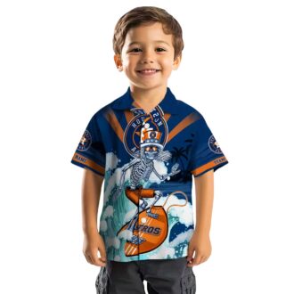 Tropical Houston Astros Hawaiian Shirt with Surfing Skeleton - Perfect for Summer Fans