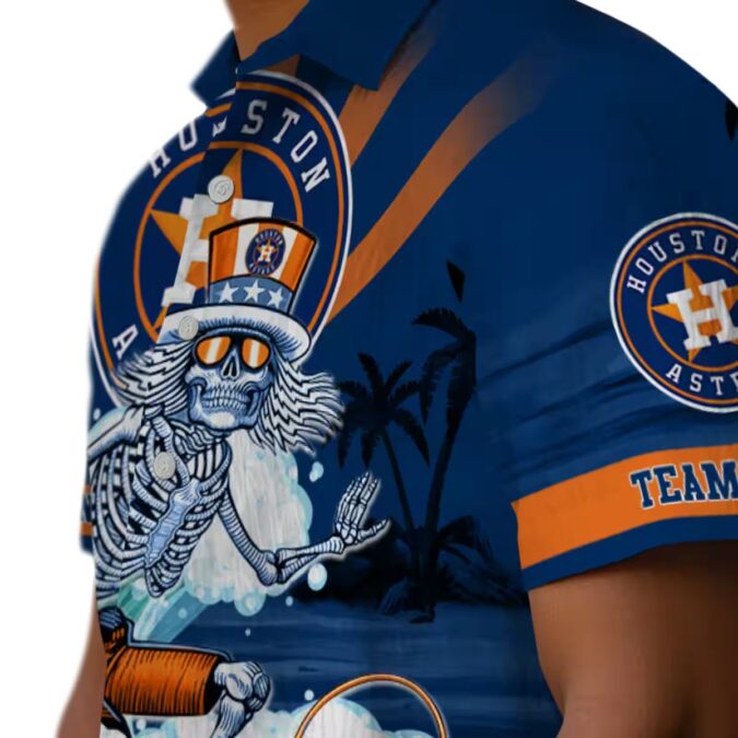 Tropical Houston Astros Hawaiian Shirt with Surfing Skeleton - Perfect for Summer Fans