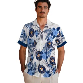 Unique Houston Astros Blue Hawaiian Shirt - Patriotic Hibiscus Design for Summer Beach