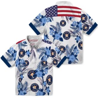 Unique Houston Astros Blue Hawaiian Shirt - Patriotic Hibiscus Design for Summer Beach