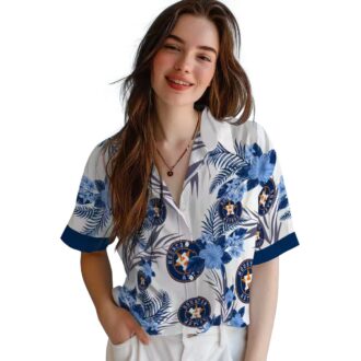 Unique Houston Astros Blue Hawaiian Shirt - Patriotic Hibiscus Design for Summer Beach