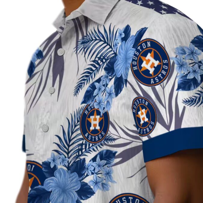 Unique Houston Astros Blue Hawaiian Shirt - Patriotic Hibiscus Design for Summer Beach