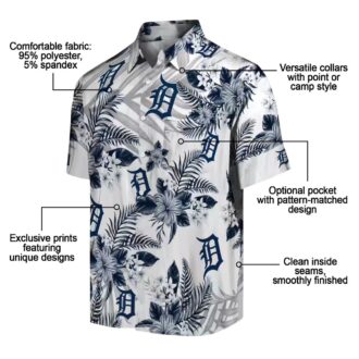 Best Detroit Tigers Hawaiian Button Up Shirt - MLB Team Tropical Hibiscus Palm Leaves Navy Shirt