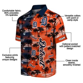 Custom Detroit Tigers Tropical Hawaiian Shirt - Navy Aloha Style with Palm Silhouettes
