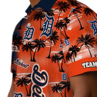 Custom Detroit Tigers Tropical Hawaiian Shirt - Navy Aloha Style with Palm Silhouettes
