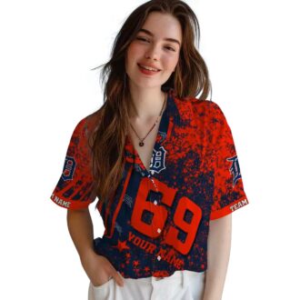 Custom Detroit Tigers Tropical Hawaiian Shirt - Navy Beach Shirt for MLB Fans