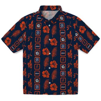 Detroit Tigers Framed Floral Navy Hawaiian Shirt - MLB Tropical Aloha Shirt for Fans