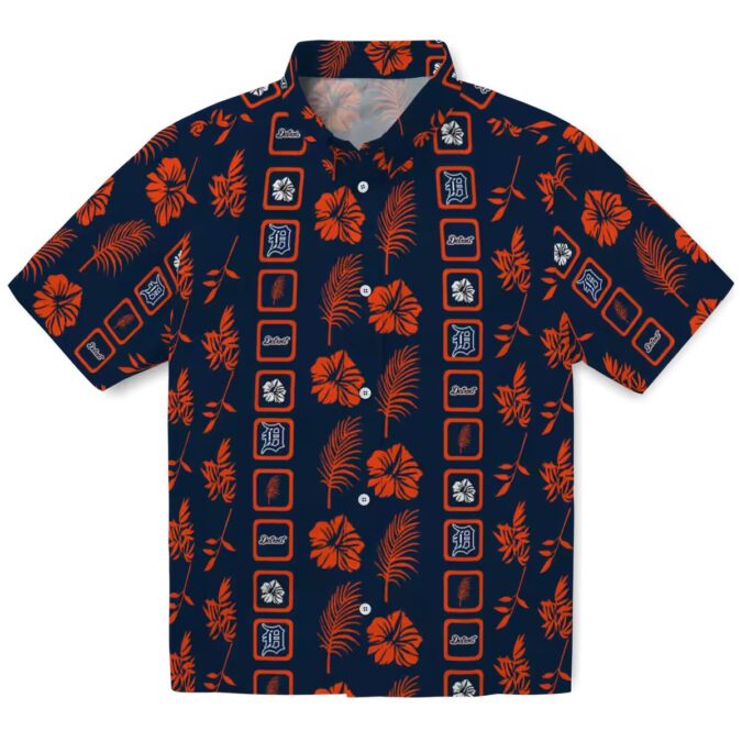 Detroit Tigers Framed Floral Navy Hawaiian Shirt - MLB Tropical Aloha Shirt for Fans