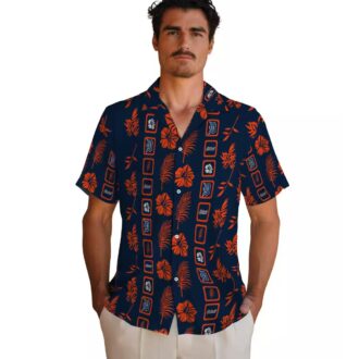 Detroit Tigers Framed Floral Navy Hawaiian Shirt - MLB Tropical Aloha Shirt for Fans