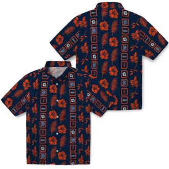 Detroit Tigers Framed Floral Navy Hawaiian Shirt - MLB Tropical Aloha Shirt for Fans