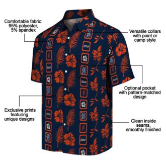 Detroit Tigers Framed Floral Navy Hawaiian Shirt - MLB Tropical Aloha Shirt for Fans