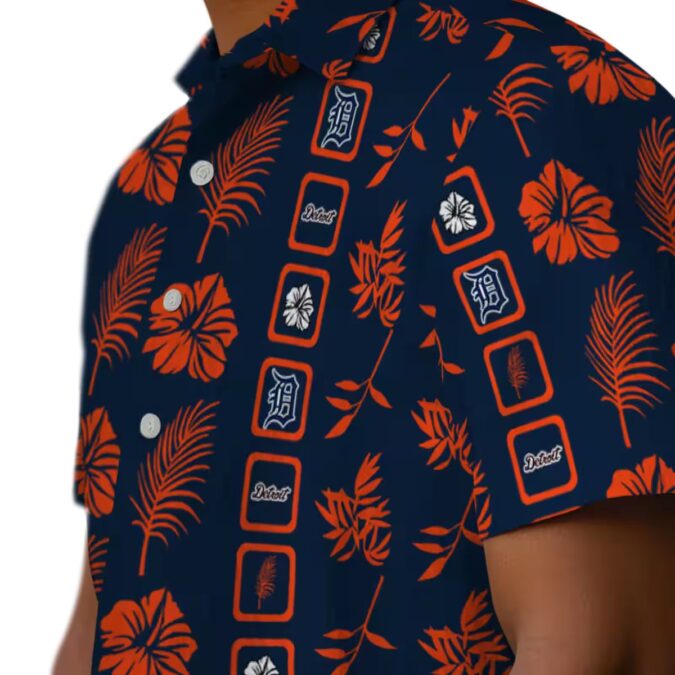 Detroit Tigers Framed Floral Navy Hawaiian Shirt - MLB Tropical Aloha Shirt for Fans