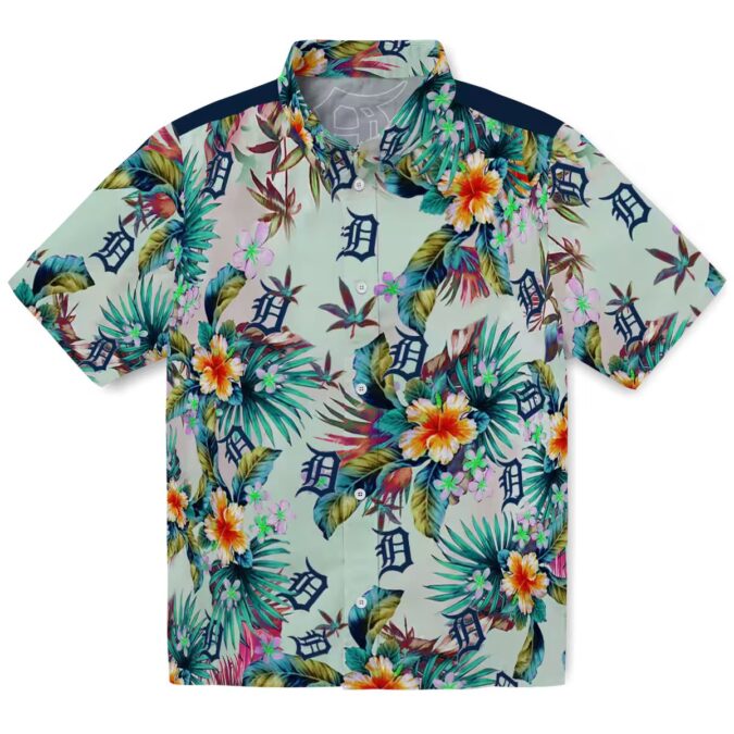Detroit Tigers Green Tropical Hawaiian Shirt - MLB Summer Beachwear with Team Logo