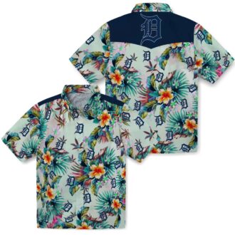 Detroit Tigers Green Tropical Hawaiian Shirt - MLB Summer Beachwear with Team Logo