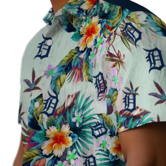 Detroit Tigers Green Tropical Hawaiian Shirt - MLB Summer Beachwear with Team Logo