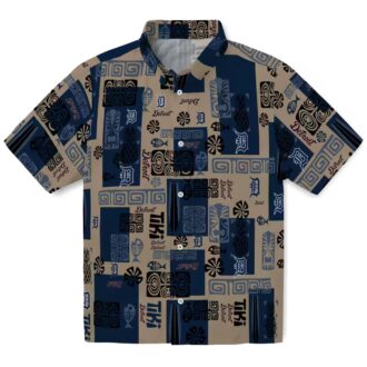 Detroit Tigers Hawaiian Shirt with Tribal Design - Navy MLB Beachwear for Fans in the U.S.