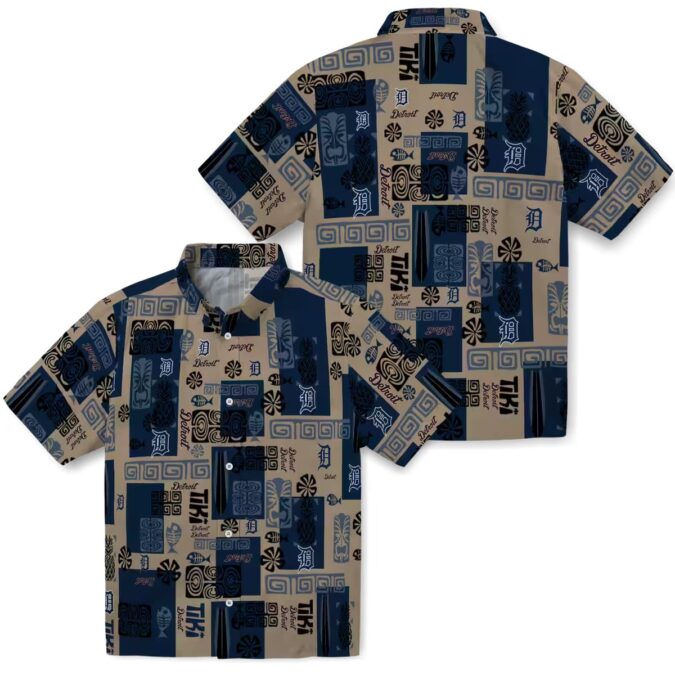 Detroit Tigers Hawaiian Shirt with Tribal Design - Navy MLB Beachwear for Fans in the U.S.