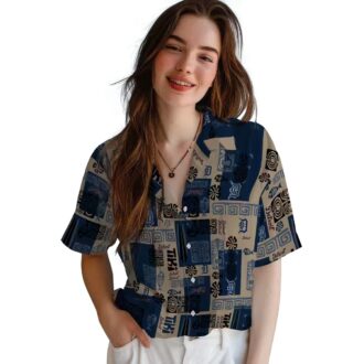 Detroit Tigers Hawaiian Shirt with Tribal Design - Navy MLB Beachwear for Fans in the U.S.