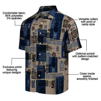 Detroit Tigers Hawaiian Shirt with Tribal Design - Navy MLB Beachwear for Fans in the U.S.
