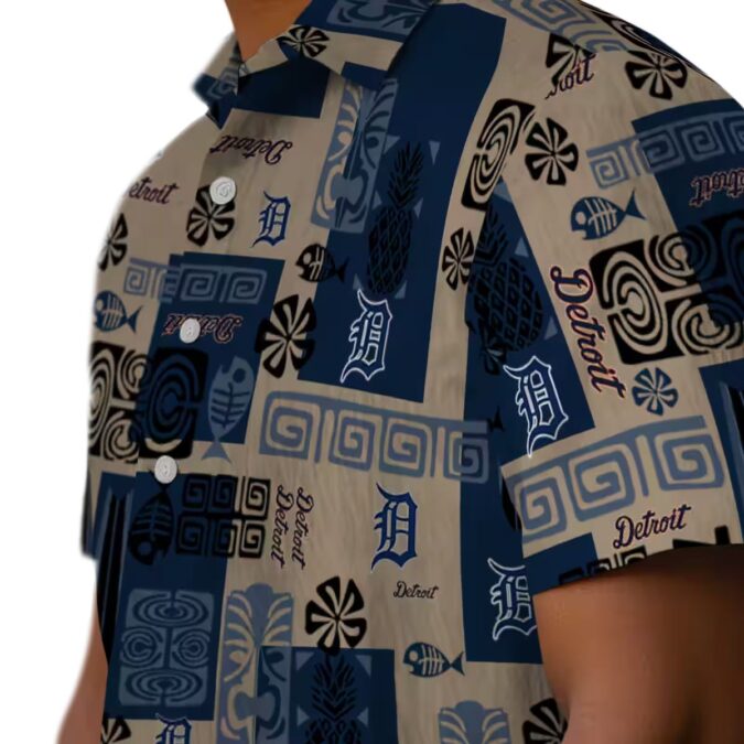 Detroit Tigers Hawaiian Shirt with Tribal Design - Navy MLB Beachwear for Fans in the U.S.