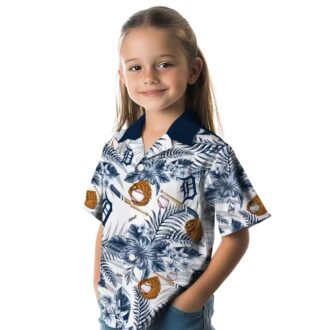Detroit Tigers MLB Floral Aloha Hawaiian Shirt - Navy White Baseball Shirt for Summer Fun