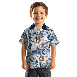 Detroit Tigers MLB Floral Aloha Hawaiian Shirt - Navy White Baseball Shirt for Summer Fun