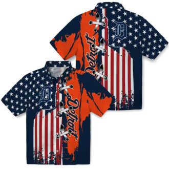 Detroit Tigers Patriotic Hawaiian Shirt with US Flag and MLB Baseball Style