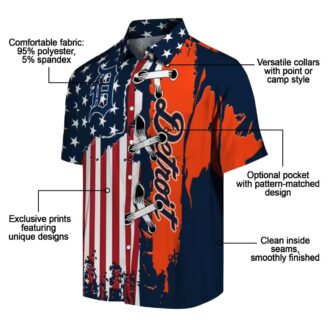 Detroit Tigers Patriotic Hawaiian Shirt with US Flag and MLB Baseball Style
