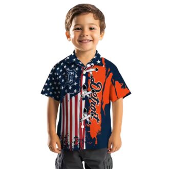Detroit Tigers Patriotic Hawaiian Shirt with US Flag and MLB Baseball Style
