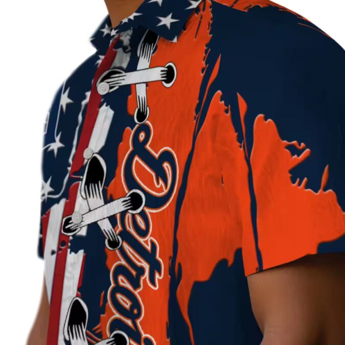 Detroit Tigers Patriotic Hawaiian Shirt with US Flag and MLB Baseball Style