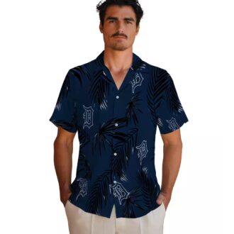 Detroit Tigers MLB Palm Leaf Hawaiian Shirt - Tropical Navy Shirt for Summer Beach Wear