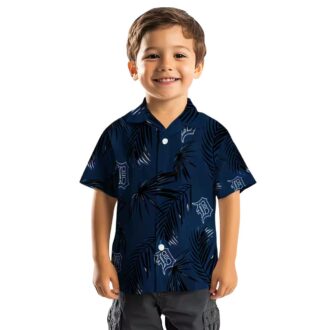 Detroit Tigers MLB Palm Leaf Hawaiian Shirt - Tropical Navy Shirt for Summer Beach Wear