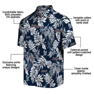 Detroit Tigers MLB Tropical Leaf Navy White Hawaiian Shirt - Aloha Summer Beach Shirt