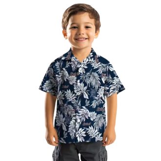 Detroit Tigers MLB Tropical Leaf Navy White Hawaiian Shirt - Aloha Summer Beach Shirt