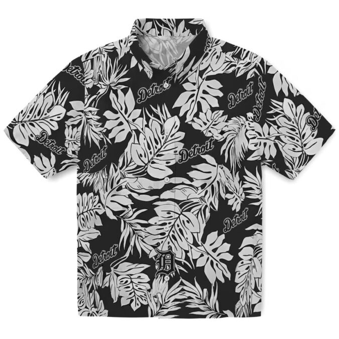 Detroit Tigers Monstera Leaf Pattern Black Hawaiian Shirt - Perfect Summer Beachwear for MLB Fans