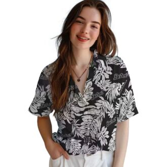 Detroit Tigers Monstera Leaf Pattern Black Hawaiian Shirt - Perfect Summer Beachwear for MLB Fans