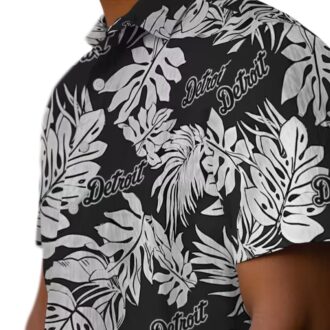 Detroit Tigers Monstera Leaf Pattern Black Hawaiian Shirt - Perfect Summer Beachwear for MLB Fans