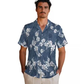 Detroit Tigers Navy Hibiscus Clusters Hawaiian Shirt - Tropical MLB Aloha Shirt