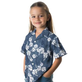 Detroit Tigers Navy Hibiscus Clusters Hawaiian Shirt - Tropical MLB Aloha Shirt