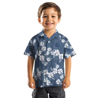 Detroit Tigers Navy Hibiscus Clusters Hawaiian Shirt - Tropical MLB Aloha Shirt