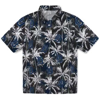 Detroit Tigers Palm Pattern Hawaiian Shirt - MLB Navy Black Tropical Shirt for Baseball Fans
