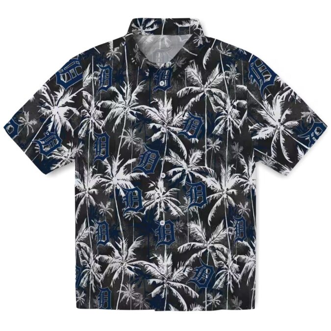 Detroit Tigers Palm Pattern Hawaiian Shirt - MLB Navy Black Tropical Shirt for Baseball Fans