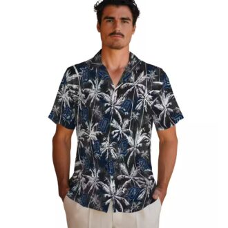 Detroit Tigers Palm Pattern Hawaiian Shirt - MLB Navy Black Tropical Shirt for Baseball Fans